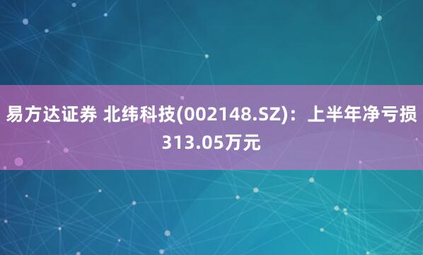易方达证券 北纬科技(002148.SZ)：上半年净亏损313.05万元